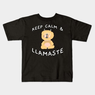 Keep Calm And Llamaste Pose 1 Kids T-Shirt